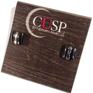 Elegant Women's Black and Silver Accent Stud Earrings - CUSP by Neiman Marcus